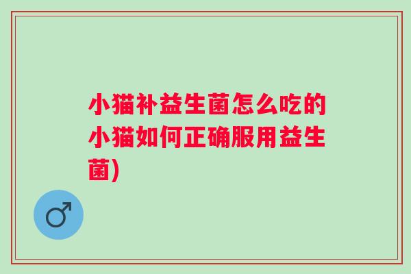 小猫补益生菌怎么吃的小猫如何正确服用益生菌)