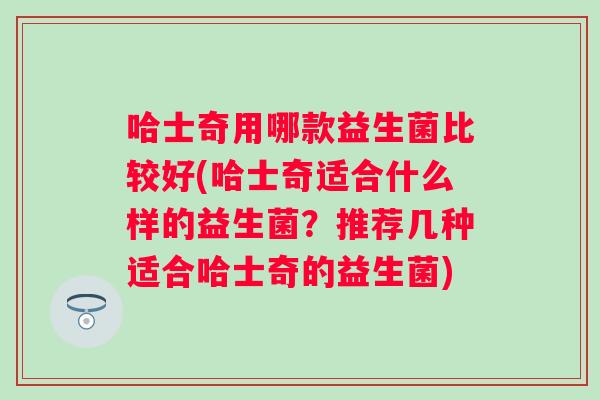 哈士奇用哪款益生菌比较好(哈士奇适合什么样的益生菌？推荐几种适合哈士奇的益生菌)