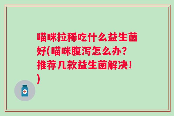喵咪拉稀吃什么益生菌好(喵咪腹泻怎么办？推荐几款益生菌解决！)