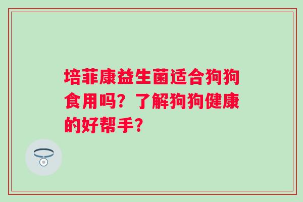 培菲康益生菌适合狗狗食用吗?了解狗狗健康的好帮手? 培菲康益生菌适合狗狗食用吗?了解狗狗健康的好帮手?