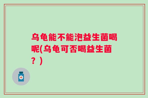 乌龟能不能泡益生菌喝呢(乌龟可否喝益生菌？)