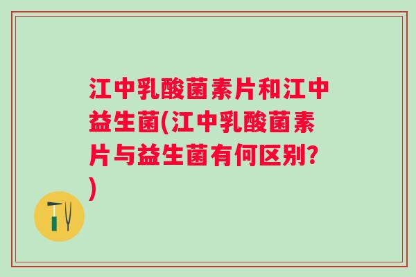 江中乳酸菌素片和江中益生菌(江中乳酸菌素片与益生菌有何区别？)