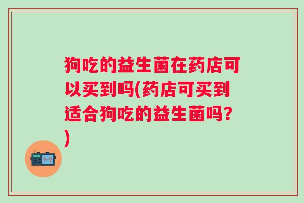 狗吃的益生菌在药店可以买到吗(药店可买到适合狗吃的益生菌吗?) 狗吃的益生菌在药店可以买到吗(药店可买到适合狗吃的益生菌吗?)