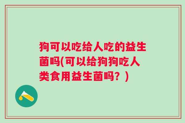 狗可以吃给人吃的益生菌吗(可以给狗狗吃人类食用益生菌吗？)