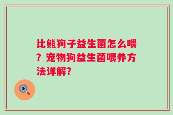 比熊狗子益生菌怎么喂？宠物狗益生菌喂养方法详解？