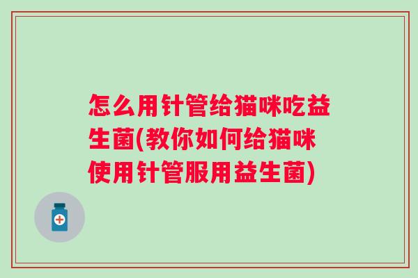 怎么用针管给猫咪吃益生菌(教你如何给猫咪使用针管服用益生菌)