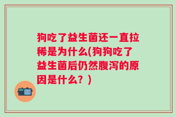 狗吃了益生菌还一直拉稀是为什么(狗狗吃了益生菌后仍然的原因是什么?) 狗吃了益生菌还一直拉稀是为什么(狗狗吃了益生菌后仍然的原因是什么?)