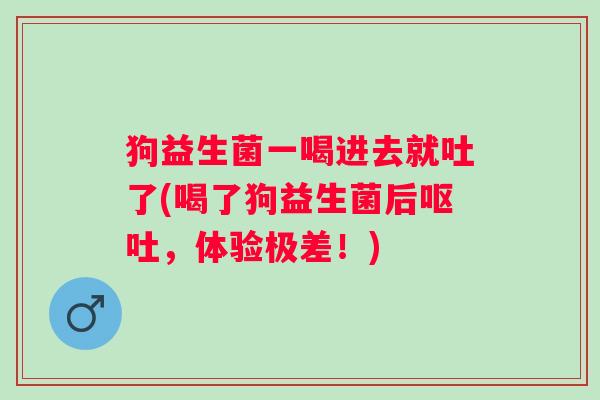 狗益生菌一喝进去就吐了(喝了狗益生菌后,体验极差!) 狗益生菌一喝进去就吐了(喝了狗益生菌后,体验极差!)