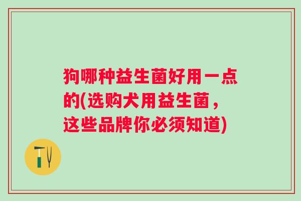 狗哪种益生菌好用一点的(选购犬用益生菌，这些品牌你必须知道)