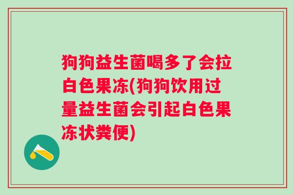 狗狗益生菌喝多了会拉白色果冻(狗狗饮用过量益生菌会引起白色果冻状粪便) 狗狗益生菌喝多了会拉白色果冻(狗狗饮用过量益生菌会引起白色果冻状粪便)