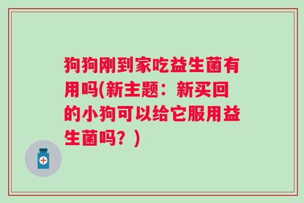狗狗刚到家吃益生菌有用吗(新主题:新买回的小狗可以给它服用益生菌吗?) 狗狗刚到家吃益生菌有用吗(新主题:新买回的小狗可以给它服用益生菌吗?)