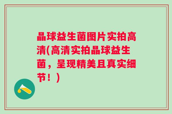 晶球益生菌图片实拍高清(高清实拍晶球益生菌,呈现精美且真实细节!) 晶球益生菌图片实拍高清(高清实拍晶球益生菌,呈现精美且真实细节!)