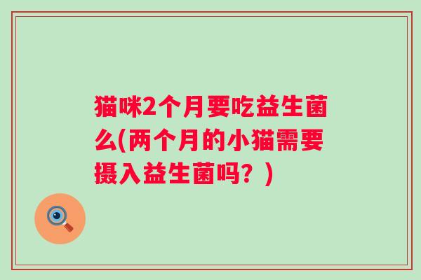 猫咪2个月要吃益生菌么(两个月的小猫需要摄入益生菌吗?) 猫咪2个月要吃益生菌么(两个月的小猫需要摄入益生菌吗?)