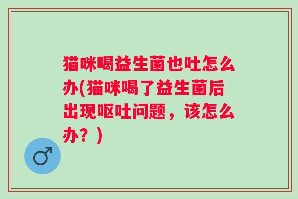 猫咪喝益生菌也吐怎么办(猫咪喝了益生菌后出现问题，该怎么办？)