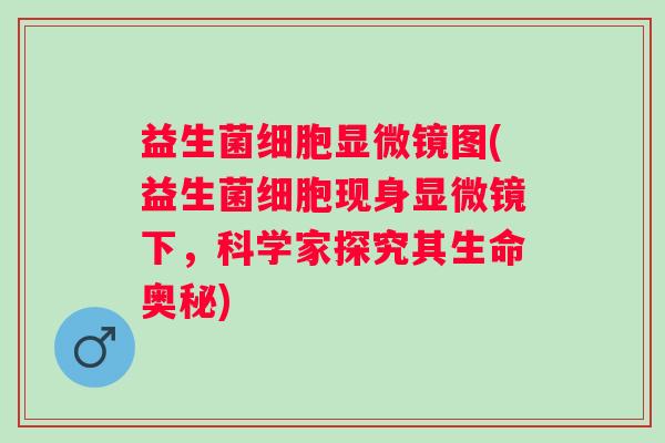 益生菌细胞显微镜图(益生菌细胞现身显微镜下，科学家探究其生命奥秘)