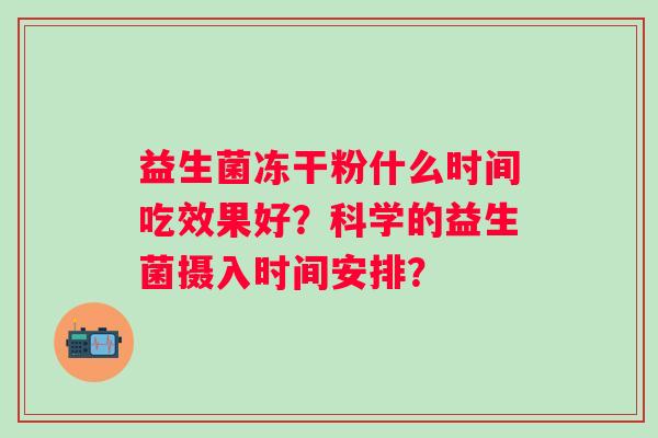 益生菌冻干粉什么时间吃效果好？科学的益生菌摄入时间安排？