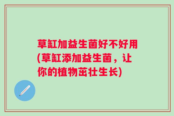 草缸加益生菌好不好用(草缸添加益生菌，让你的植物茁壮生长)