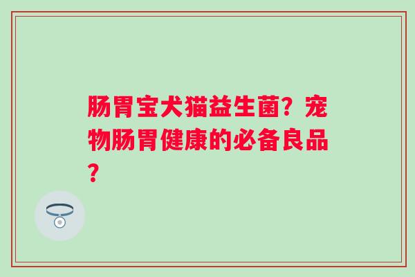肠胃宝犬猫益生菌？宠物肠胃健康的必备良品？