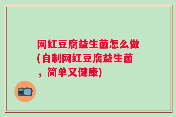 网红豆腐益生菌怎么做(自制网红豆腐益生菌,简单又健康) 网红豆腐益生菌怎么做(自制网红豆腐益生菌,简单又健康)