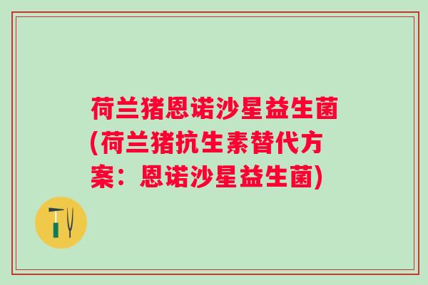 荷兰猪恩诺沙星益生菌(荷兰猪抗生素替代方案：恩诺沙星益生菌)
