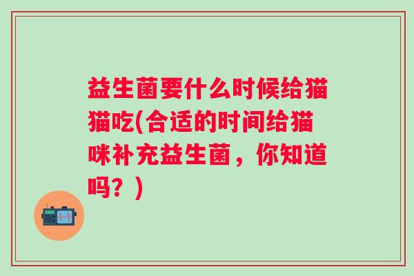 益生菌要什么时候给猫猫吃(合适的时间给猫咪补充益生菌，你知道吗？)