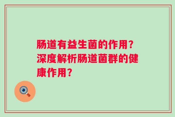 肠道有益生菌的作用？深度解析肠道菌群的健康作用？