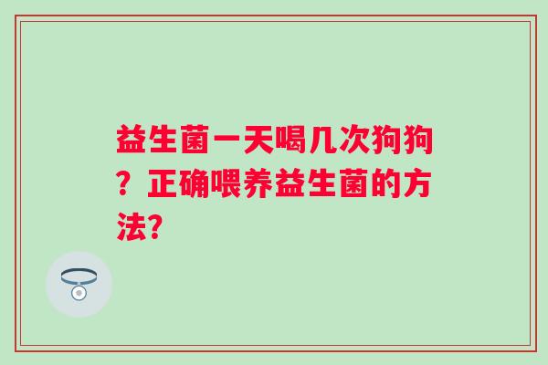 益生菌一天喝几次狗狗?正确喂养益生菌的方法? 益生菌一天喝几次狗狗?正确喂养益生菌的方法?