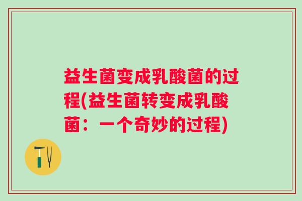 益生菌变成乳酸菌的过程(益生菌转变成乳酸菌：一个奇妙的过程)