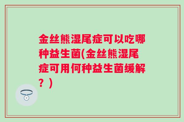 金丝熊湿尾症可以吃哪种益生菌(金丝熊湿尾症可用何种益生菌缓解？)