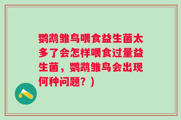 鹦鹉雏鸟喂食益生菌太多了会怎样喂食过量益生菌，鹦鹉雏鸟会出现何种问题？)