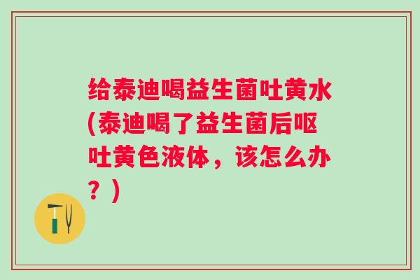给泰迪喝益生菌吐黄水(泰迪喝了益生菌后黄色液体，该怎么办？)