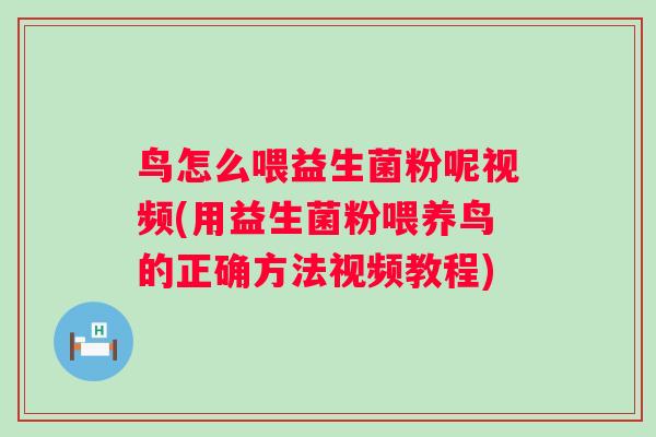 鸟怎么喂益生菌粉呢视频(用益生菌粉喂养鸟的正确方法视频教程) 鸟怎么喂益生菌粉呢视频(用益生菌粉喂养鸟的正确方法视频教程)