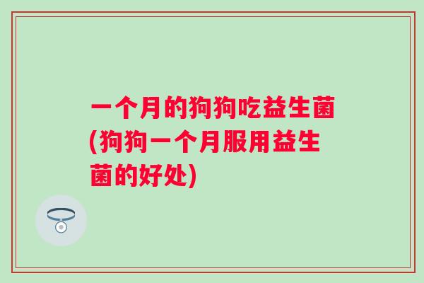 一个月的狗狗吃益生菌(狗狗一个月服用益生菌的好处)