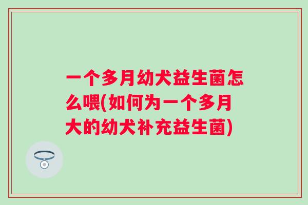 一个多月幼犬益生菌怎么喂(如何为一个多月大的幼犬补充益生菌) 一个多月幼犬益生菌怎么喂(如何为一个多月大的幼犬补充益生菌)