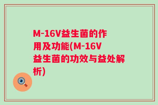 M-16V益生菌的作用及功能(M-16V益生菌的功效与益处解析)