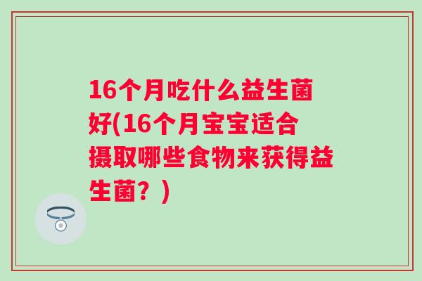 16个月吃什么益生菌好(16个月宝宝适合摄取哪些食物来获得益生菌？)