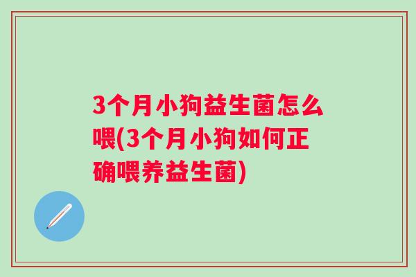 3个月小狗益生菌怎么喂(3个月小狗如何正确喂养益生菌) 3个月小狗益生菌怎么喂(3个月小狗如何正确喂养益生菌)