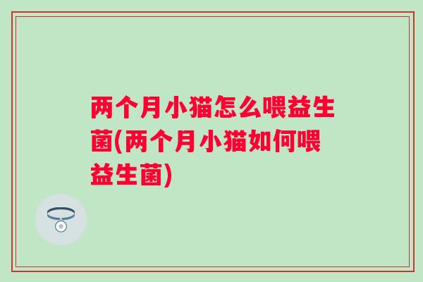 两个月小猫怎么喂益生菌(两个月小猫如何喂益生菌)