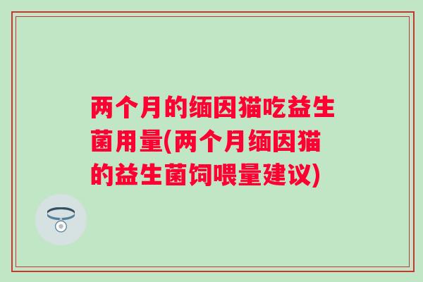 两个月的缅因猫吃益生菌用量(两个月缅因猫的益生菌饲喂量建议) 两个月的缅因猫吃益生菌用量(两个月缅因猫的益生菌饲喂量建议)