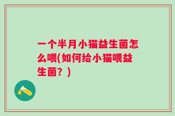 一个半月小猫益生菌怎么喂(如何给小猫喂益生菌?) 一个半月小猫益生菌怎么喂(如何给小猫喂益生菌?)