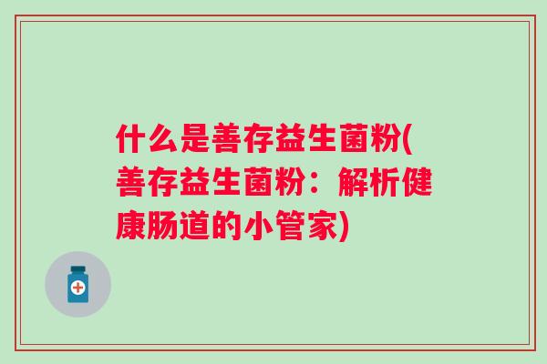 什么是善存益生菌粉(善存益生菌粉：解析健康肠道的小管家)