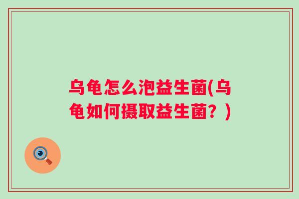 乌龟怎么泡益生菌(乌龟如何摄取益生菌？)