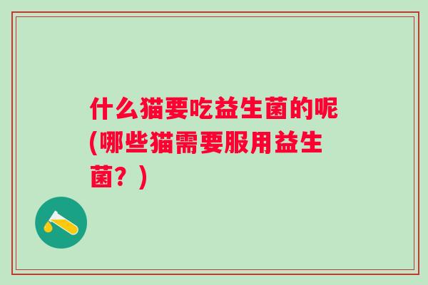 什么猫要吃益生菌的呢(哪些猫需要服用益生菌？)