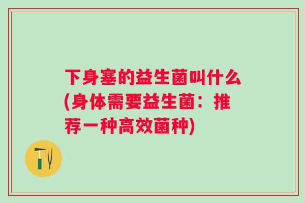 下身塞的益生菌叫什么(身体需要益生菌:推荐一种高效菌种) 下身塞的益生菌叫什么(身体需要益生菌:推荐一种高效菌种)