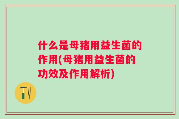 什么是母猪用益生菌的作用(母猪用益生菌的功效及作用解析)