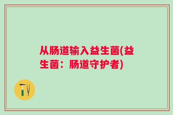 从肠道输入益生菌(益生菌：肠道守护者)