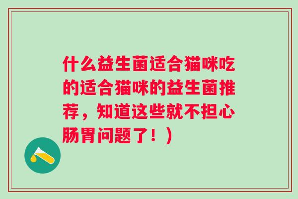 什么益生菌适合猫咪吃的适合猫咪的益生菌推荐,知道这些就不担心肠胃问题了!) 什么益生菌适合猫咪吃的适合猫咪的益生菌推荐,知道这些就不担心肠胃问题了!)