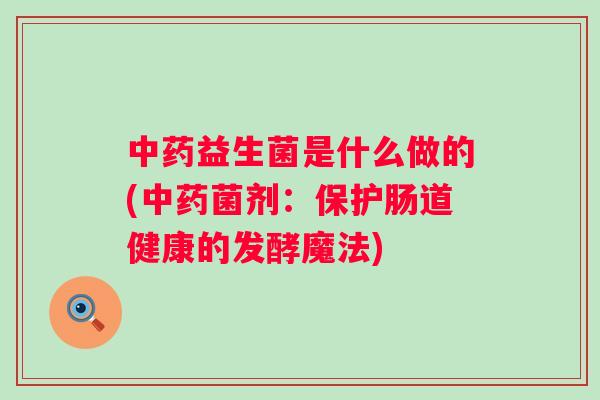 益生菌是什么做的(菌剂：保护肠道健康的发酵魔法)