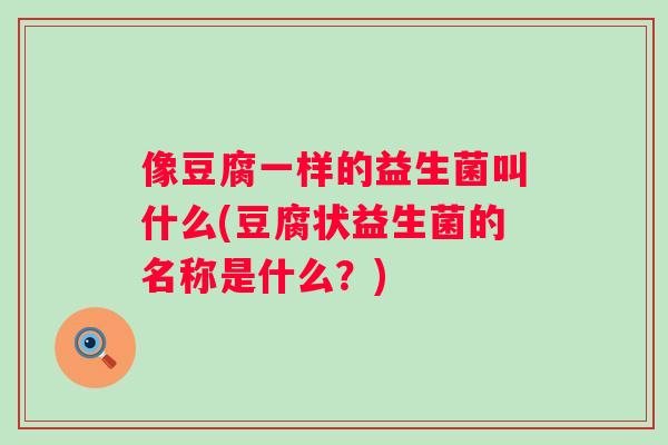 像豆腐一样的益生菌叫什么(豆腐状益生菌的名称是什么?) 像豆腐一样的益生菌叫什么(豆腐状益生菌的名称是什么?)