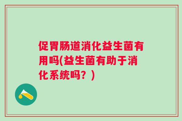 促道消化益生菌有用吗(益生菌有助于消化系统吗？)